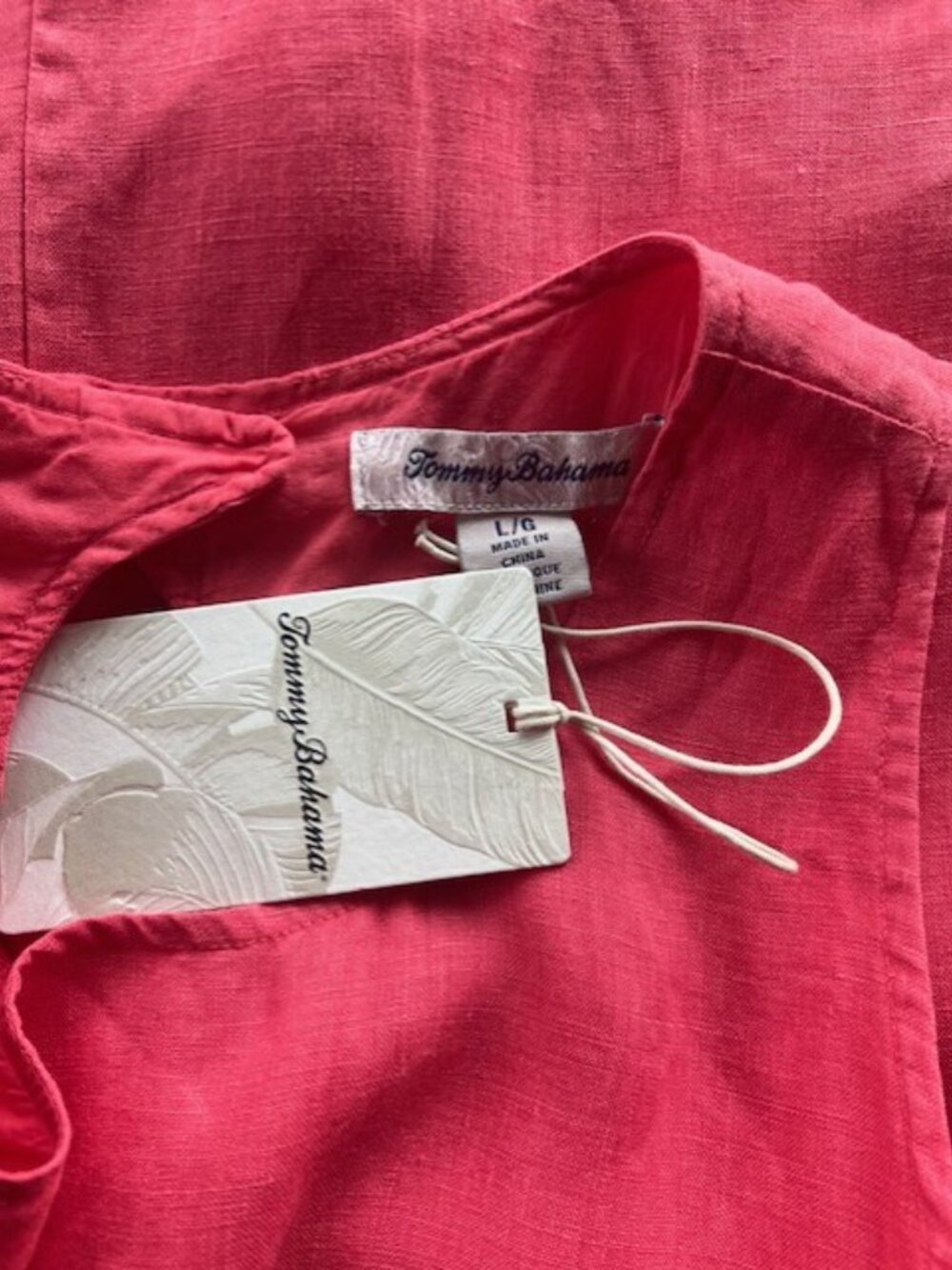 Tommy Bahama 100% Linen Dress Coral Resort Wear Women's Large - Picture 5 of 5